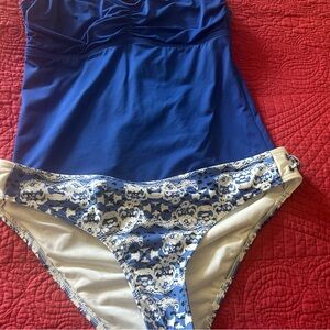 MINKPINK Blue and White Patterned Swimsuit